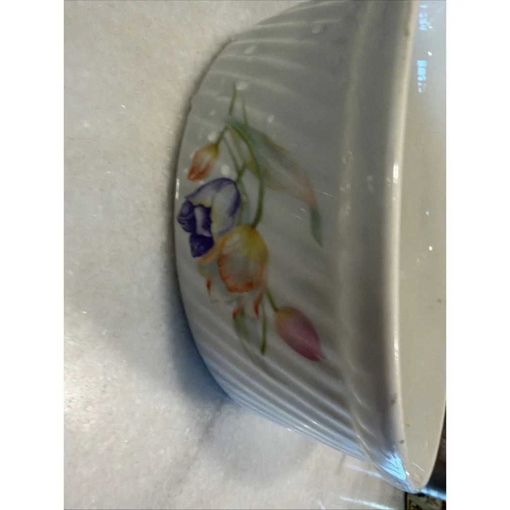 Vintage Hall's Superior Tulips Pattern Souffle Dish O L A 002